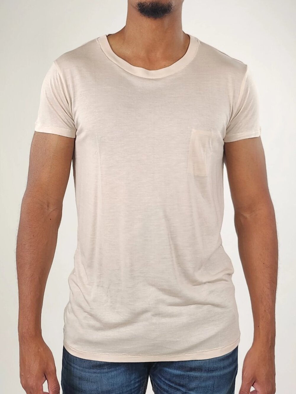 Reese De Luca Cream Short Sleeve T-Shirt with Inside Chest Pocket/13480